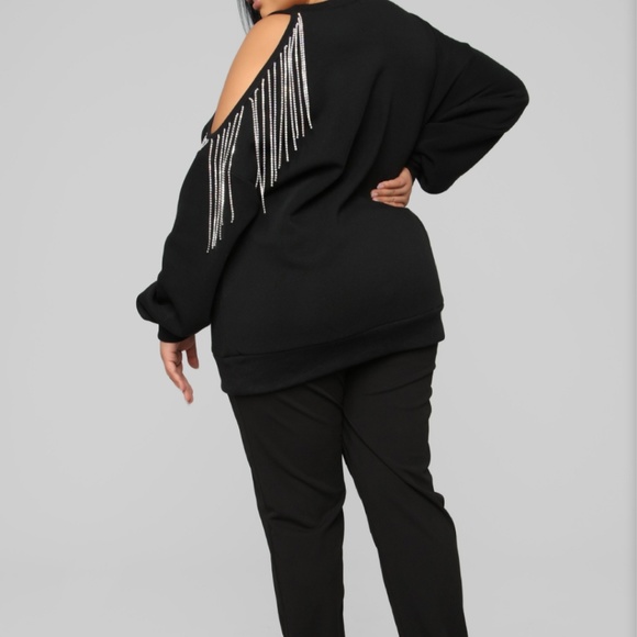 Jeweled Cold Shoulder Sweatshirt - Picture 3 of 4